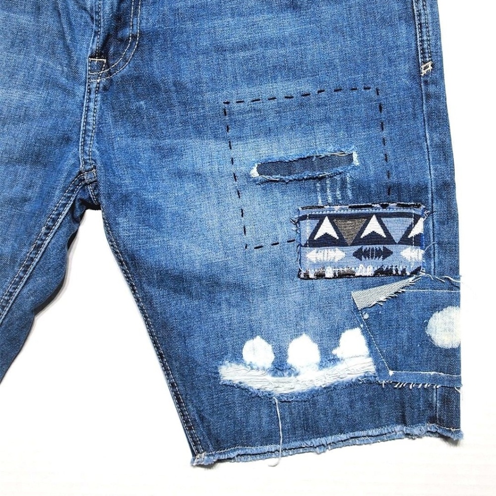 Buffalo David Bitton men's denim short riped patch - Picture 4 of 8